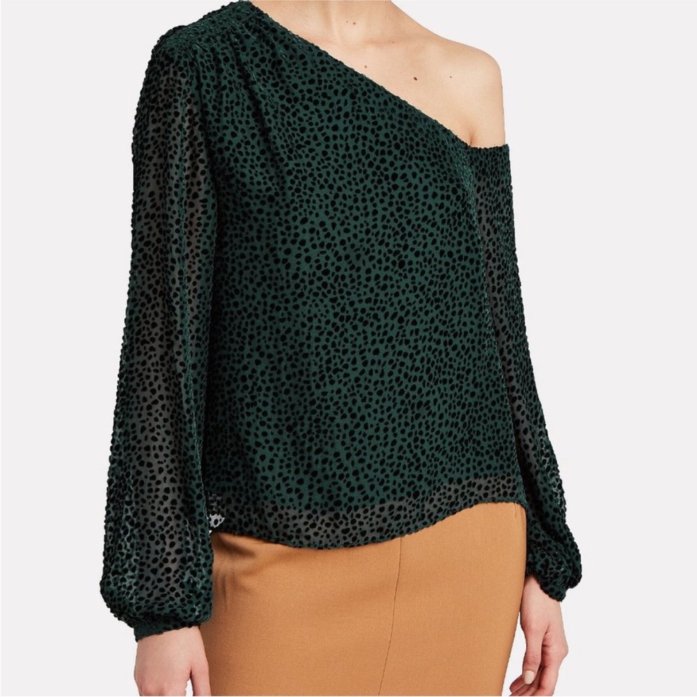 INTERMIX l Dark Green One-Shoulder Top
